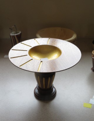 Len Laker won turning of the month with this pedestal dish